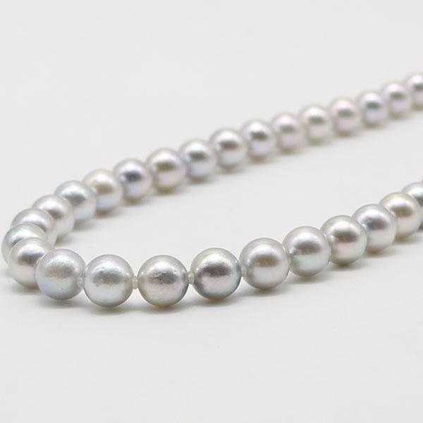 真珠 ネックレス あこや真珠 パール 7.5mm-8mm ナチュラル グレー