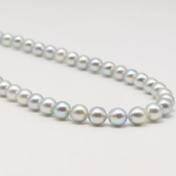 真珠 ネックレス あこや真珠 パール 7.5mm-8mm ナチュラル グレー