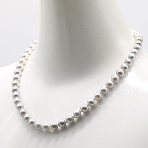 真珠 ネックレス あこや真珠 パール 7.5mm-8mm ナチュラル グレー