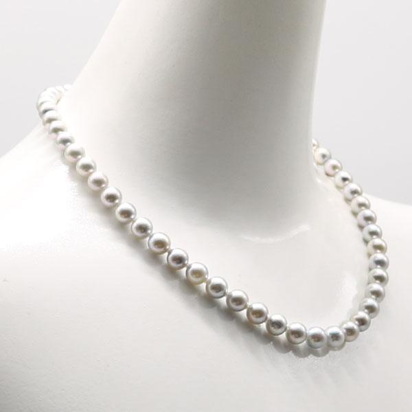 真珠 ネックレス あこや真珠 パール 7.5mm-8mm ナチュラル グレー