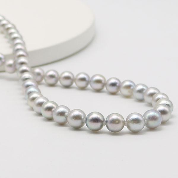 真珠 ネックレス あこや真珠 パール 7.5mm-8mm ナチュラル グレー
