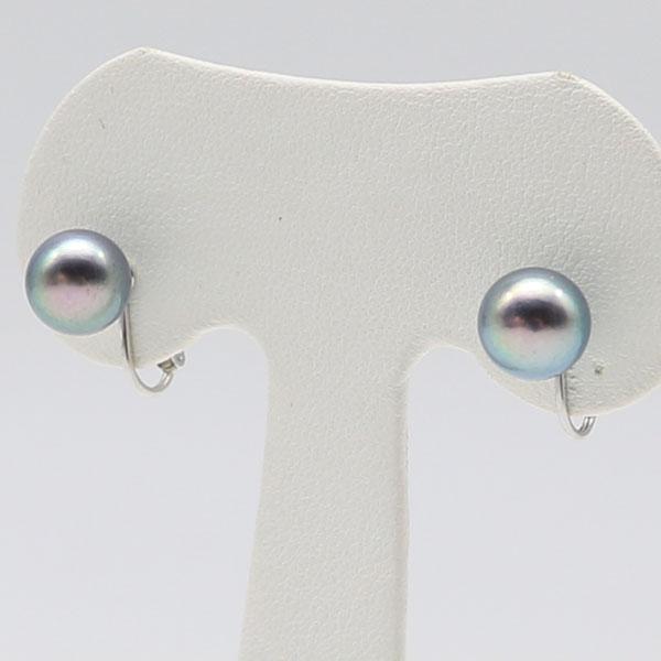 真珠 ピアス イヤリング パール ペアー ルース あこや真珠 アコヤ本真珠 8.5mm-9mm ブラックパール 黒真珠 伊勢志摩 パール 真珠 11163の画像