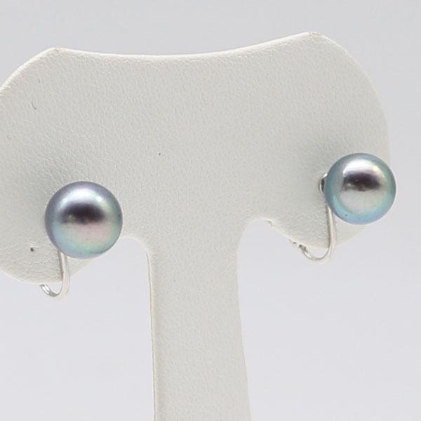 真珠 ピアス イヤリング パール ペアー ルース あこや真珠 アコヤ本真珠 8.5mm-9mm ブラックパール 黒真珠 伊勢志摩 パール 真珠 11163の画像