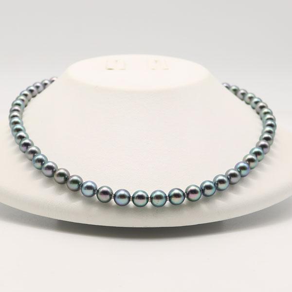 真珠 パール ネックレス あこや真珠 パールネックレス 7mm-7.5mm 黒