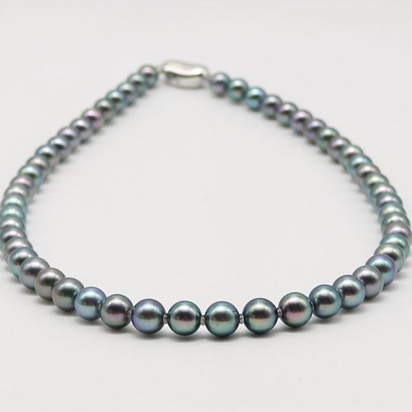 真珠 パール ネックレス あこや真珠 パールネックレス 7mm-7.5mm 黒