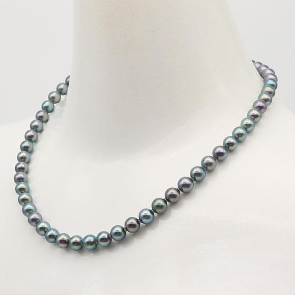 真珠 パール ネックレス あこや真珠 パールネックレス 7mm-7.5mm 黒