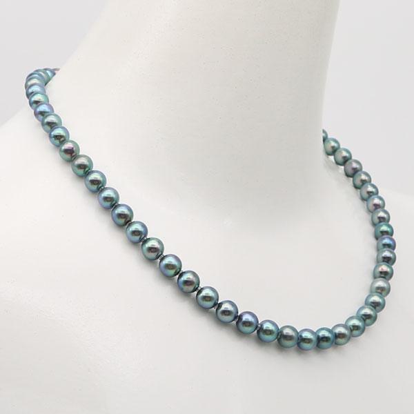 パールネックレス　7mm　本真珠　あこや真珠　ブラック　シルバー刻印 あこや 真珠 本真珠 アコヤ真珠 黒真珠 パール ネックレス ブラック