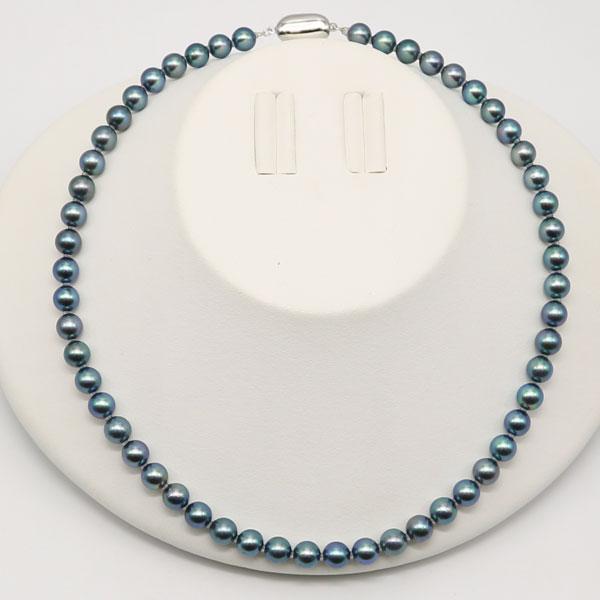 真珠 パール ネックレス あこや真珠 パールネックレス 7mm-7.5mm 黒