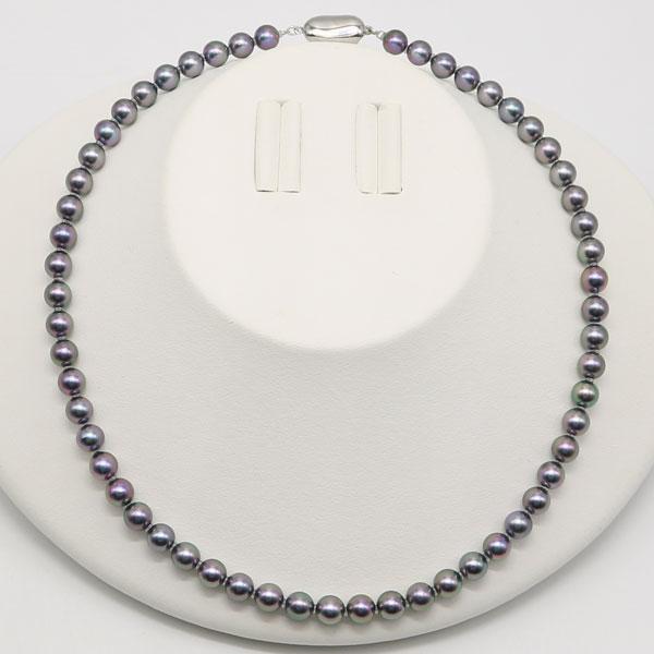 真珠 パール ネックレス あこや真珠 パールネックレス 6.5mm-7mm 黒