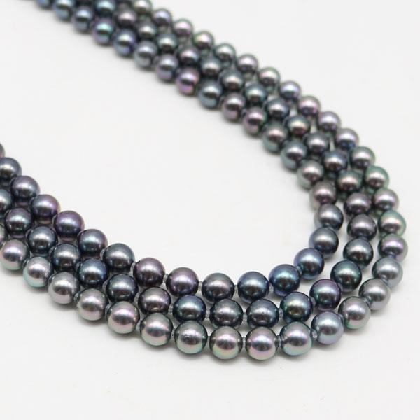 真珠 パール ネックレス あこや真珠 パールネックレス 6.5mm-7mm 黒