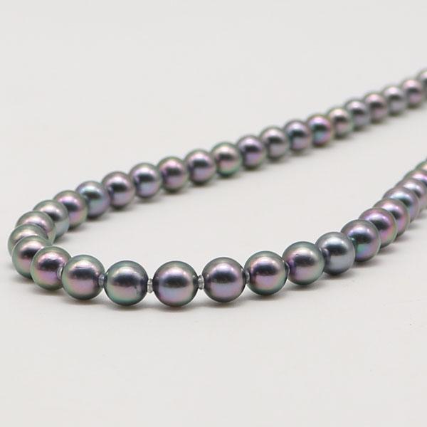 真珠 パール ネックレス あこや真珠 パールネックレス 6.5mm-7mm 黒