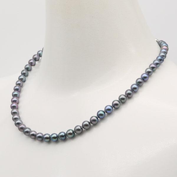 真珠 パール ネックレス あこや真珠 パールネックレス 6.5mm-7mm 黒