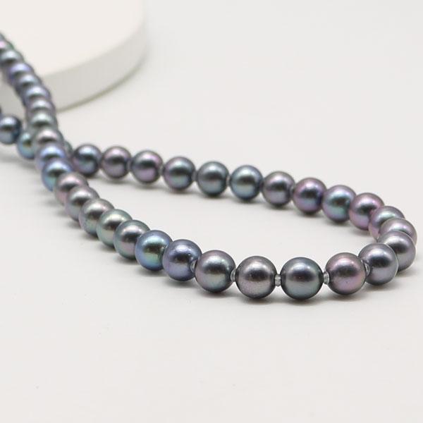 真珠 パール ネックレス あこや真珠 パールネックレス 6.5mm-7mm 黒