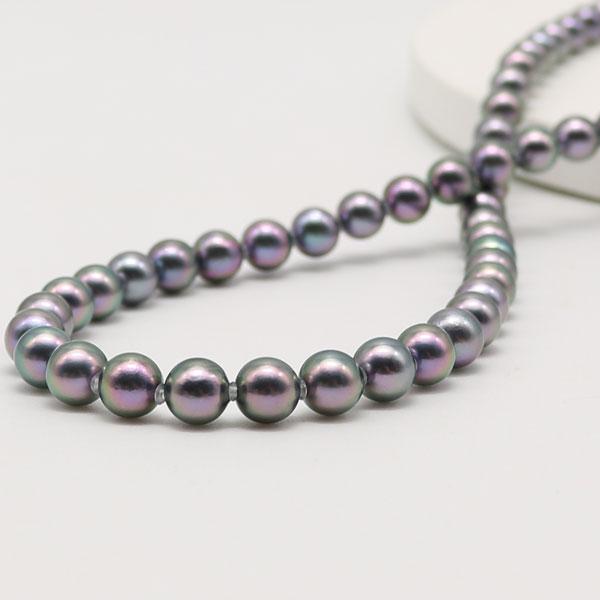 真珠 パール ネックレス あこや真珠 パールネックレス 6.5mm-7mm 黒真珠 ブラックパール  冠婚葬祭  11237の画像