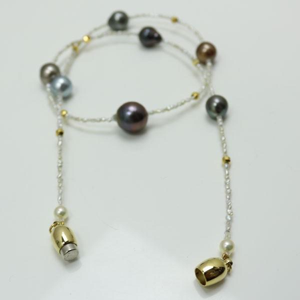 真珠 パール ネックレス 黒蝶真珠 白蝶真珠 アコヤケシ 8mm-10mm