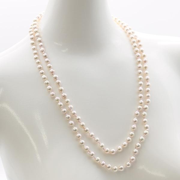 真珠 パール ロング ネックレス あこや真珠 パールネックレス 7mm-7.5 