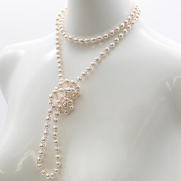 真珠 パール ロング ネックレス あこや真珠 パールネックレス 7mm-7.5 