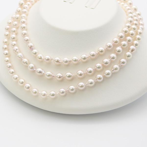 真珠 パール ロング ネックレス あこや真珠 パールネックレス 7mm-7.5 