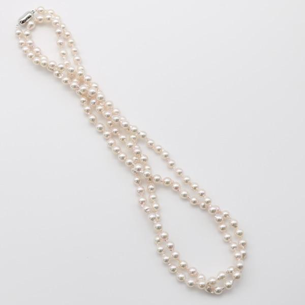 真珠 パール ロング ネックレス あこや真珠 パールネックレス 7mm-7.5 