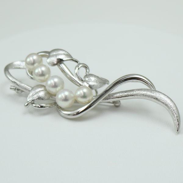 真珠 パール ブローチ あこや真珠 パール ブローチ 7mm-7.5mm 5pcs ホワイトカラー シルバー デザイン アコヤ本真珠 冠婚葬祭 卒業式 入学式 2ウエイペンダント