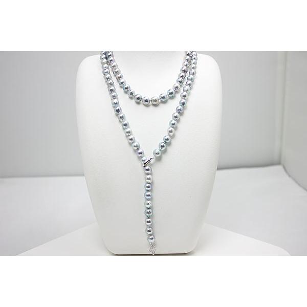 ロングパールネックレス真珠ネックレス本真珠シルバー
