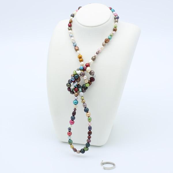 淡水パールのパープルグラデーションチャームネックレス661 