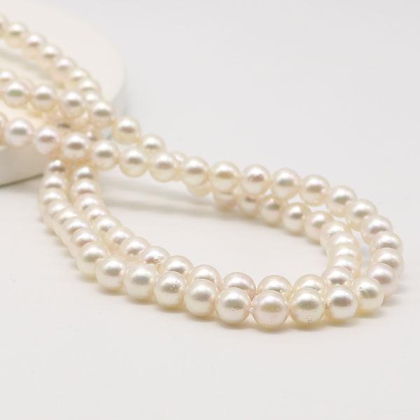 真珠 パール ロング ネックレス あこや真珠 パールネックレス 7mm-7.5