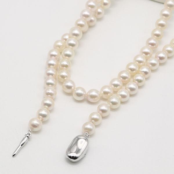 真珠 パール ロング ネックレス あこや真珠 パールネックレス 7mm-7.5