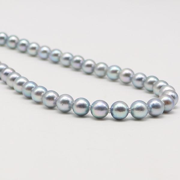 真珠 ネックレス あこや真珠 パール 7mm-7.5mm ナチュラル ブルー