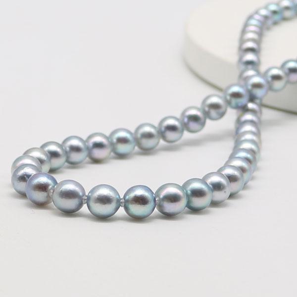 真珠 ネックレス あこや真珠 パール 7mm-7.5mm ナチュラル ブルー