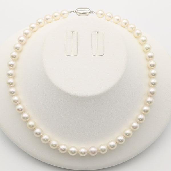 真珠 ネックレス あこや真珠 パール ネックレス 8.5mm-9mm ホワイトカラー シルバー アコヤ本真珠 パールネックレス 冠婚葬祭 12701の画像