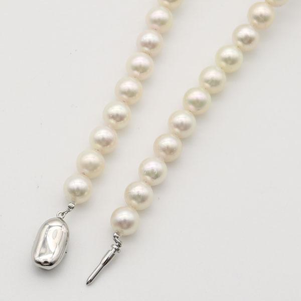 真珠 ネックレス あこや真珠 パール ネックレス 8.5mm-9mm ホワイトカラー シルバー アコヤ本真珠 パールネックレス 冠婚葬祭 12701の画像