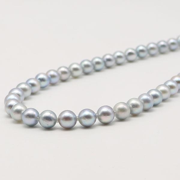 真珠 ネックレス あこや真珠 パール 7mm-7.5mm ナチュラル ブルー
