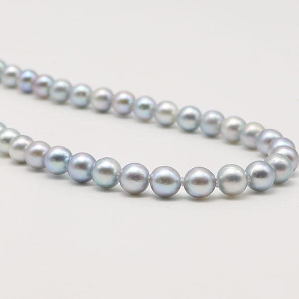 真珠 ネックレス あこや真珠 パール 7mm-7.5mm ナチュラル ブルー