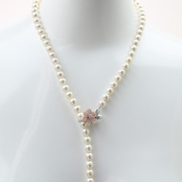 真珠 パール ロング ネックレス あこや真珠 パールネックレス 7mm-7.5