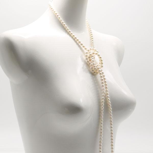 あこや真珠 パール ロング ネックレス 6.5mm-7mm 120cm シルバー