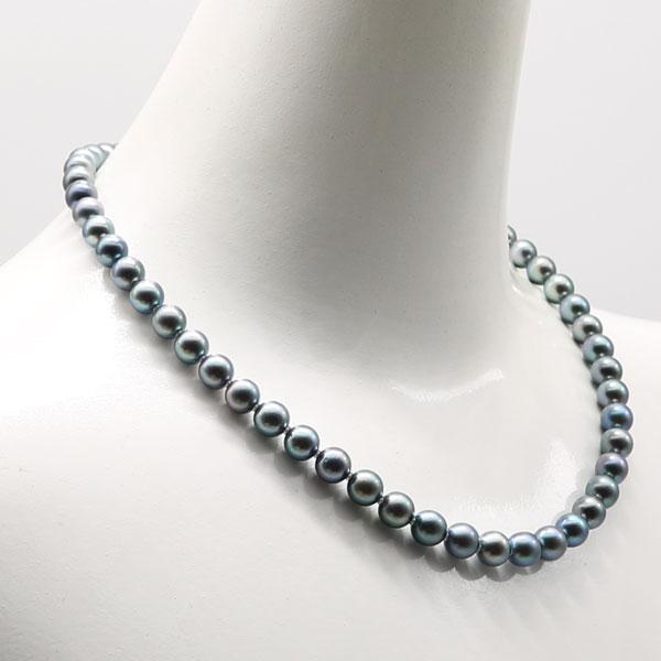 あこや真珠 ネックレス シルバー留め具 ブラック 黒 パール 真珠 1粒 ネックレス ブラックパール 黒真珠 ペンダント 8.0-8.5