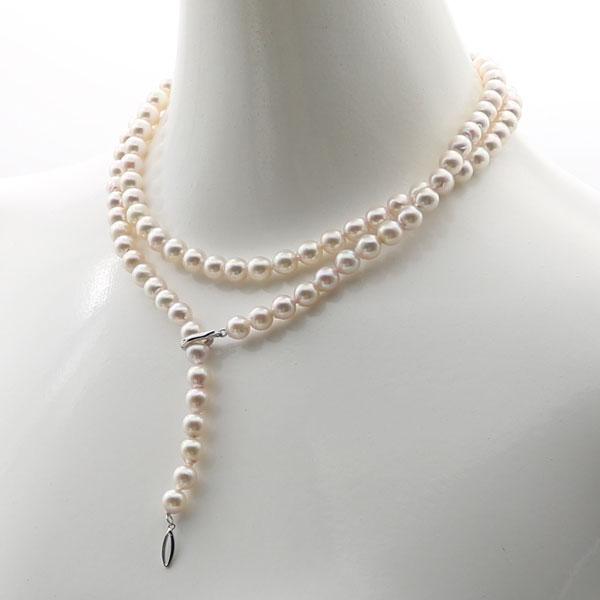 真珠 パール ロング ネックレス あこや真珠 パールネックレス 7mm-7.5 