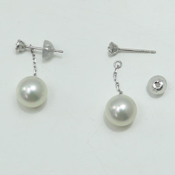 K18 あこや真珠 8mm パール ピアス 天然 真珠 パール ピアス あこや真珠 8mm-8.5mm ホワイトカラー