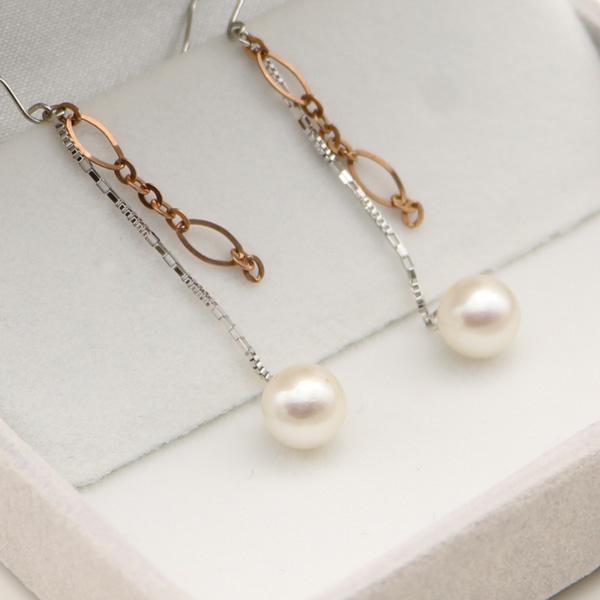 真珠 パール ロング ピアス アコヤ真珠 パールピアス あこや真珠 7mm 