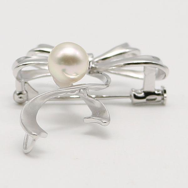 アコヤ真珠ブローチ パール リボン ブローチ MIKIMOTO ミキモト アコヤ