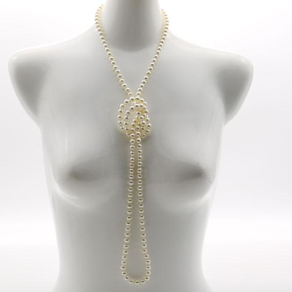 真珠 パール ロング ネックレス 7mm-7.5mm 120cm ホワイトカラー  バロックパール 14181の画像