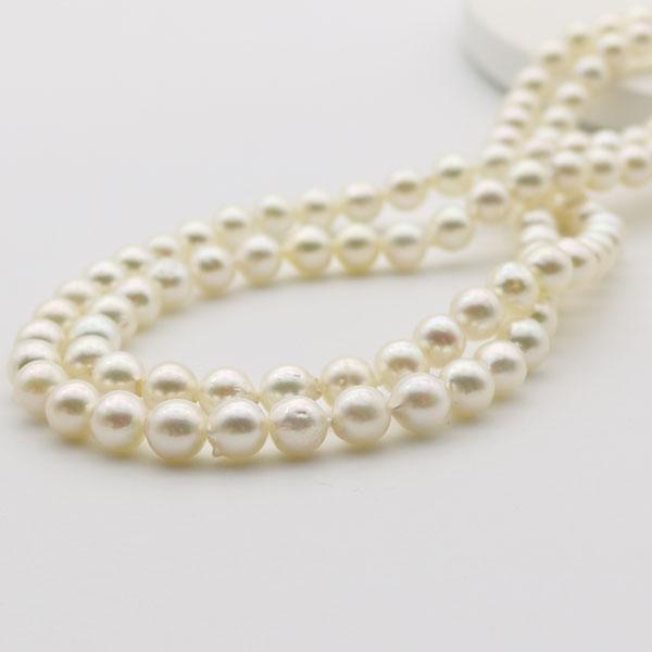 真珠 パール ロング ネックレス 7mm-7.5mm 120cm ホワイトカラー  バロックパール 14181の画像
