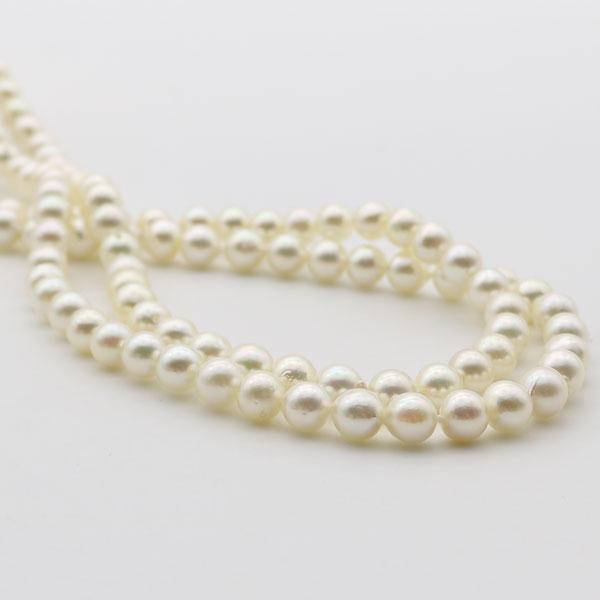 真珠 パール ロング ネックレス 7mm-7.5mm 120cm ホワイトカラー  バロックパール 14181の画像