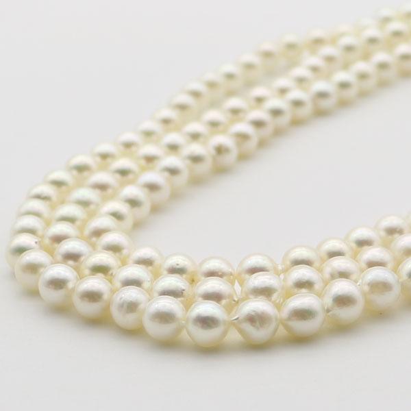 真珠 パール ロング ネックレス 7mm-7.5mm 120cm ホワイトカラー  バロックパール 14181の画像