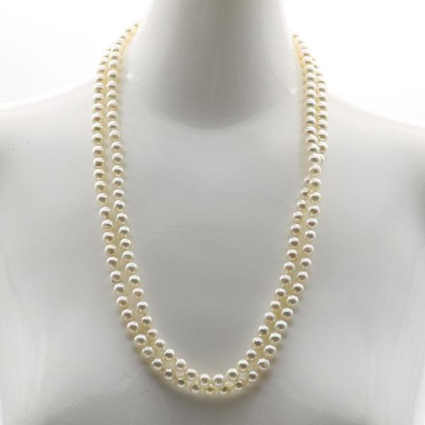 真珠 パール ロング ネックレス 7mm-7.5mm 120cm ホワイトカラー  バロックパール 14181の画像