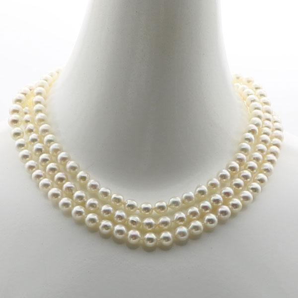 真珠 パール ロング ネックレス 7mm-7.5mm 120cm ホワイトカラー  バロックパール 14181の画像