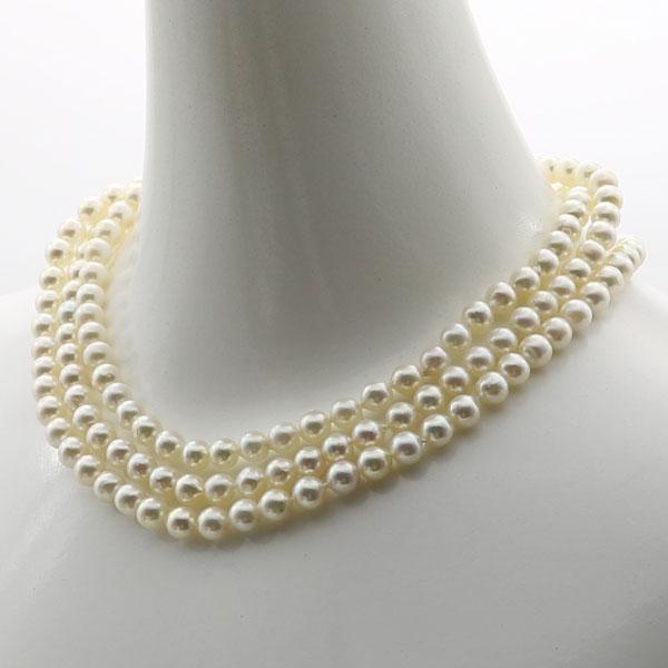 真珠 パール ロング ネックレス 7mm-7.5mm 120cm ホワイトカラー  バロックパール 14181の画像