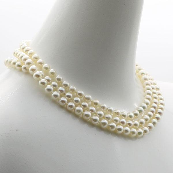 真珠 パール ロング ネックレス 7mm-7.5mm 120cm ホワイトカラー  バロックパール 14181の画像