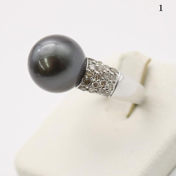 真珠 指輪 パール リング 黒蝶真珠 12 mm ブラックグリーンカラー 黒